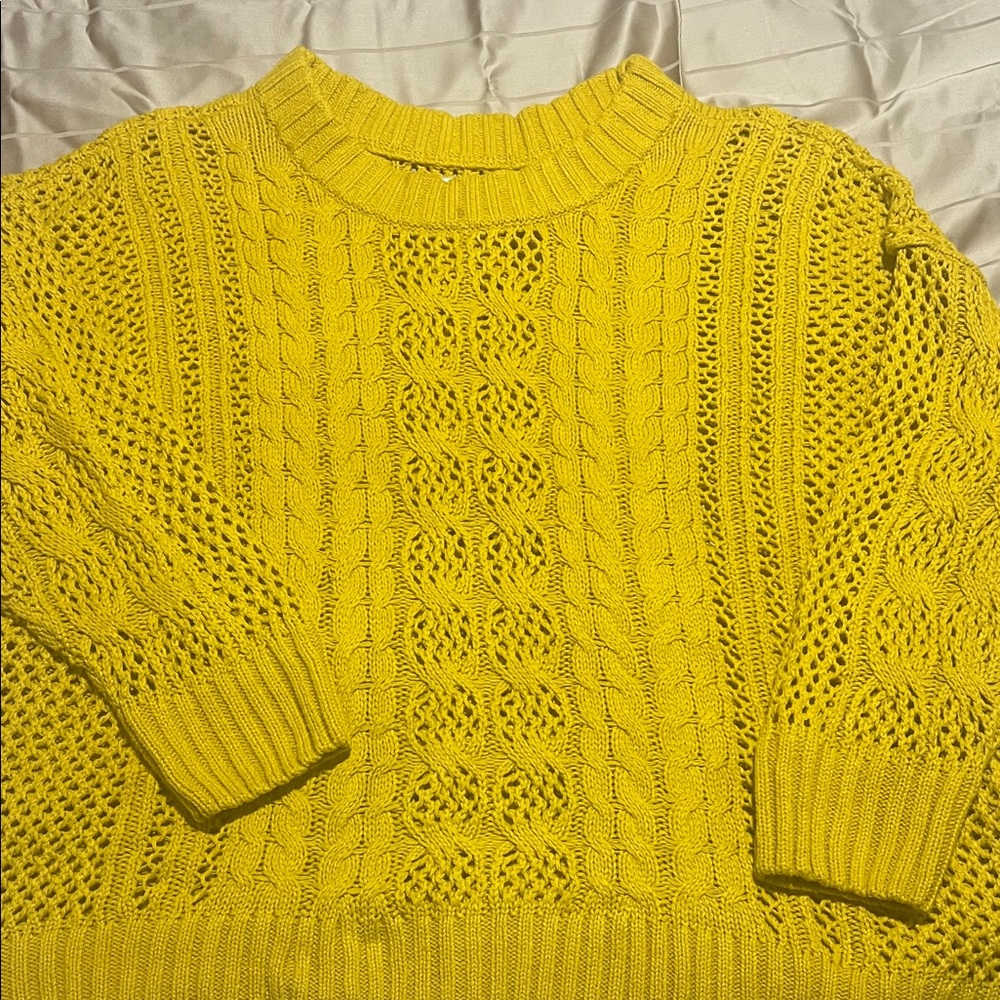 Sonoma Bright Yellow Cable Knit Sweater